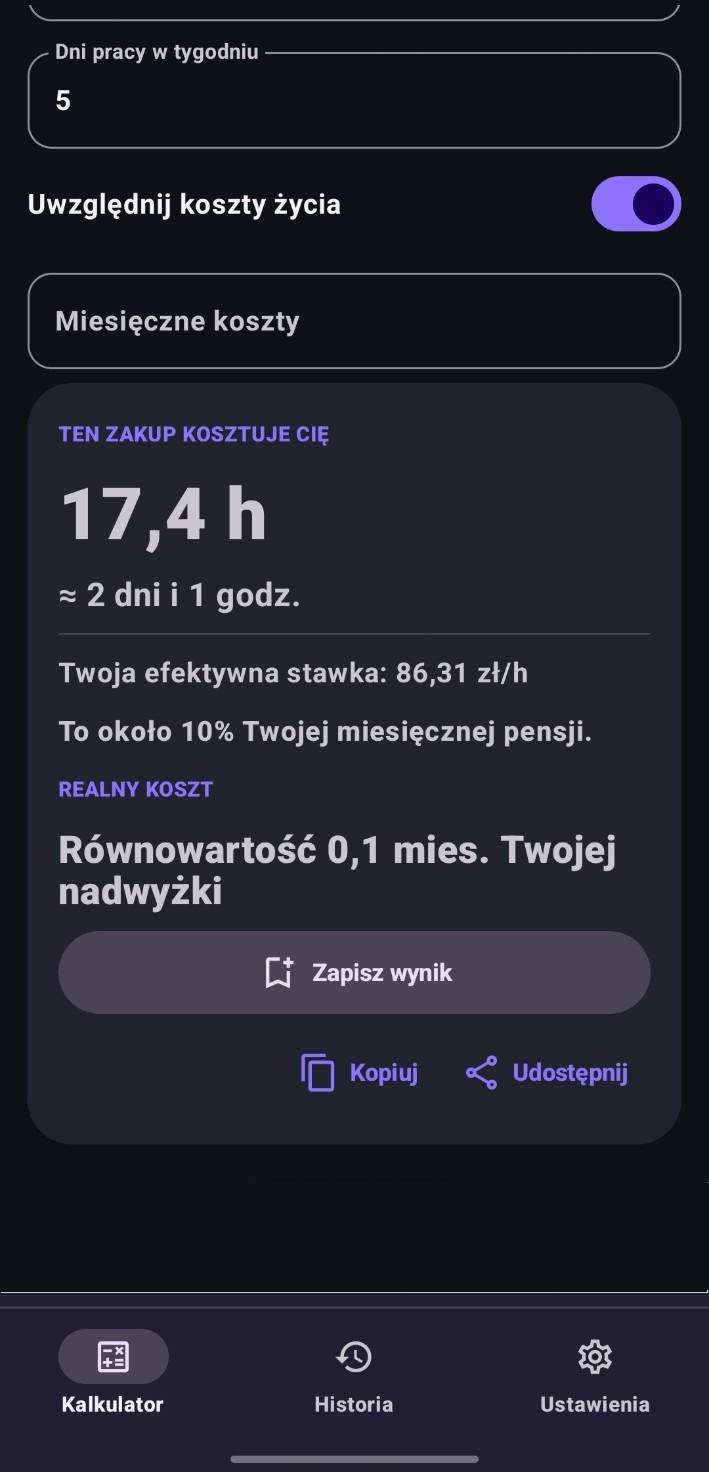 WorthIt koszty życia